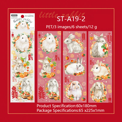 6PCS Rabbit PET stickers