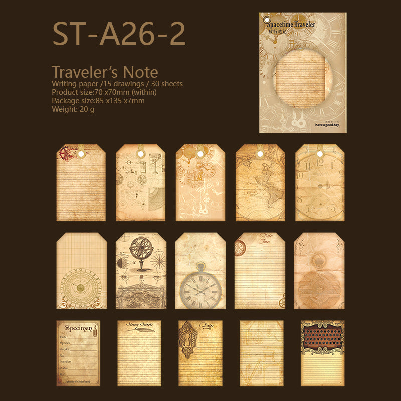 30 PCS Time Traveller Vintage Label Stickers