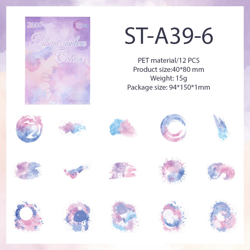 Watercolor Dreamland  PET stickers 15  PCS