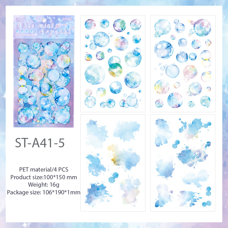 Glazed Bubble Pre-Cut PET stickers 4 big PCS