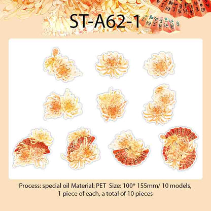 Big Orient Ancient Flower Special Oil Stickers 10 pcs