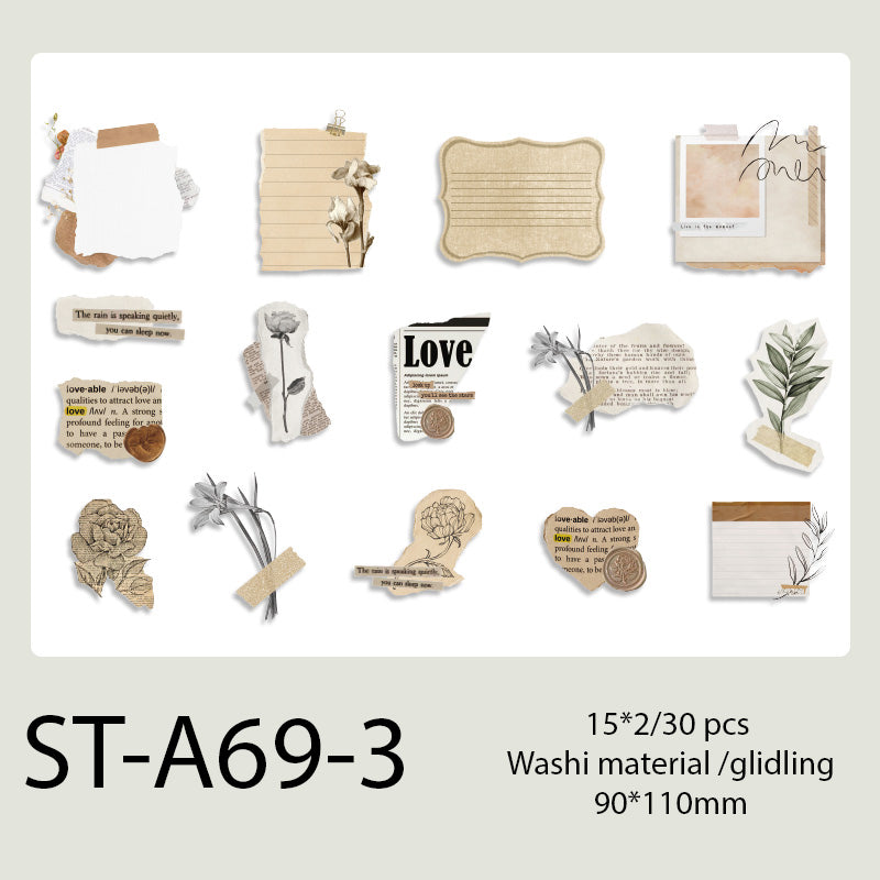 Retro Objects Gilding Stickers 30 PCS