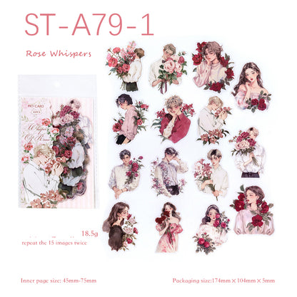 Watercolor Flower Whisper Stickers 30 pcs