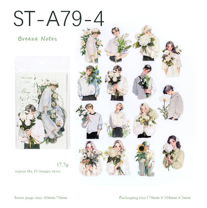 Watercolor Flower Whisper Stickers 30 pcs