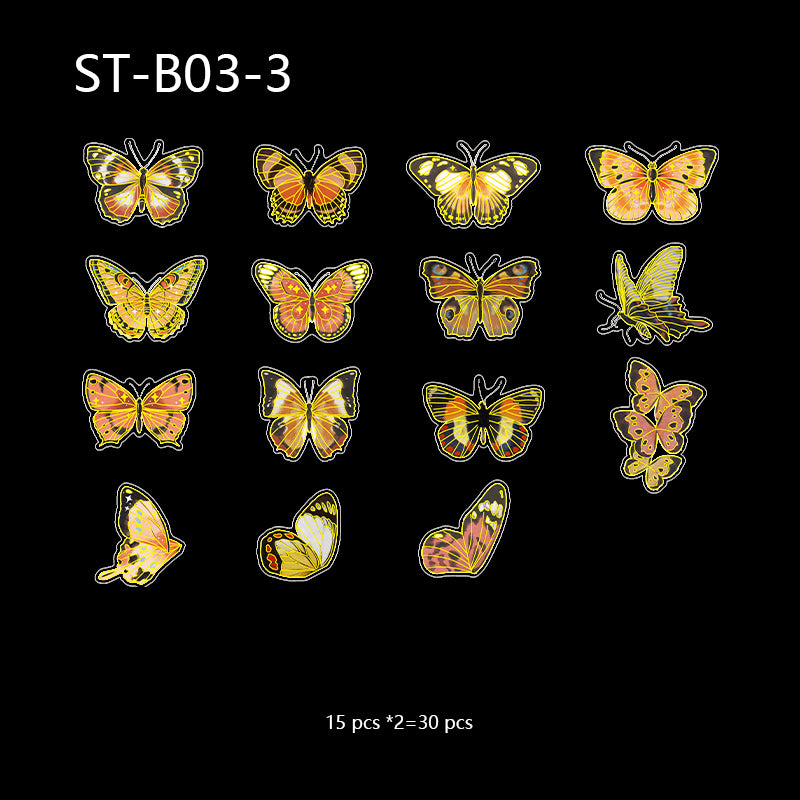 Medium Gold Stamping butterflies stickers 30PCS