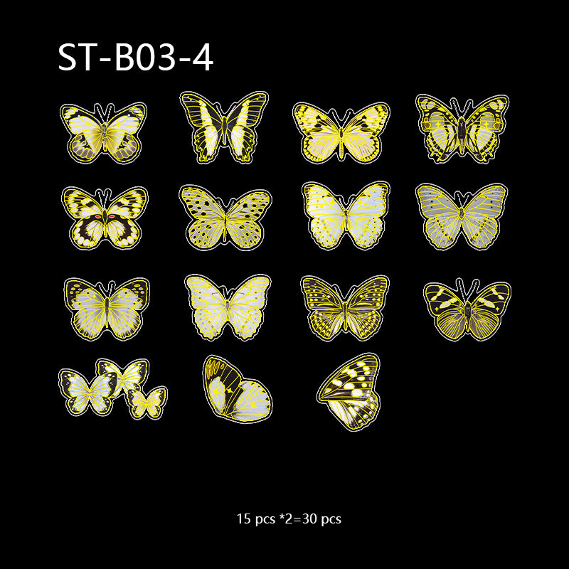 Medium Gold Stamping butterflies stickers 30PCS