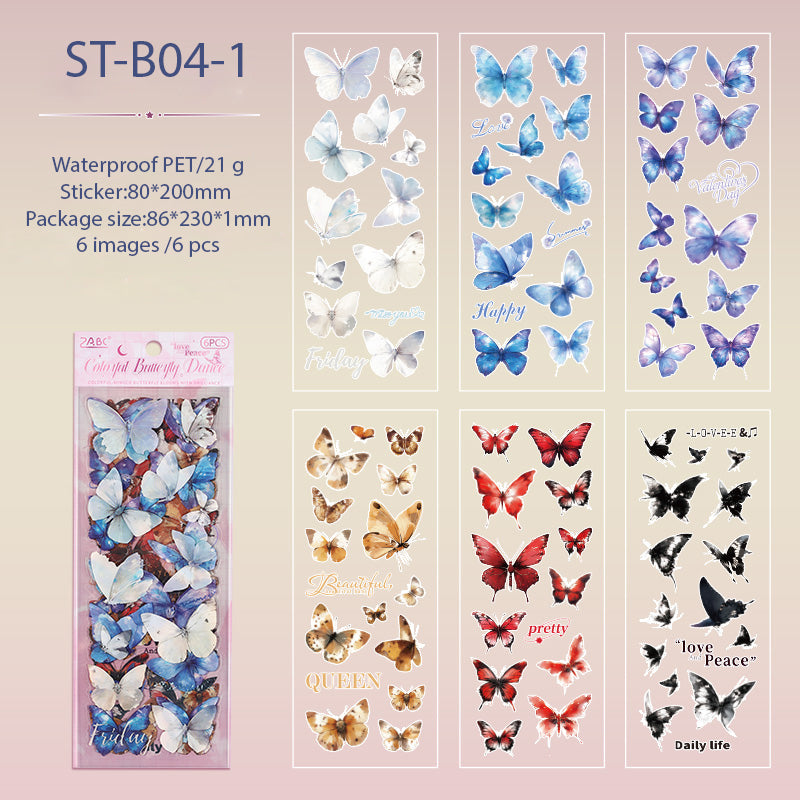 Rainbow Wings Butterfliy PRE-CUT stickers 6 BIG PCS