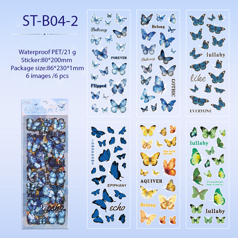 Rainbow Wings Butterfliy PRE-CUT stickers 6 BIG PCS