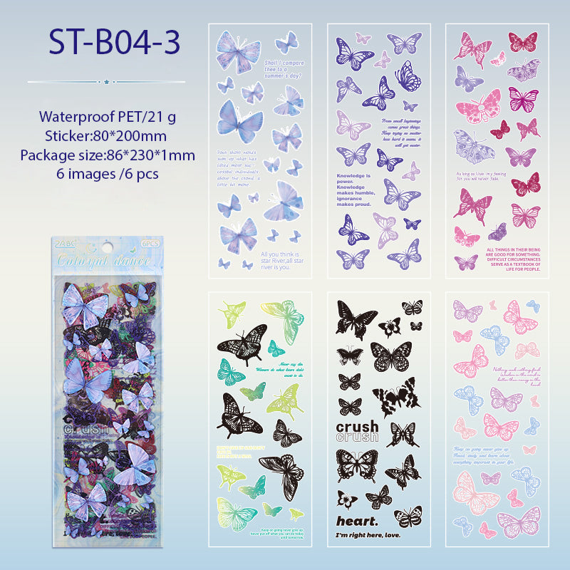 Rainbow Wings Butterfliy PRE-CUT stickers 6 BIG PCS