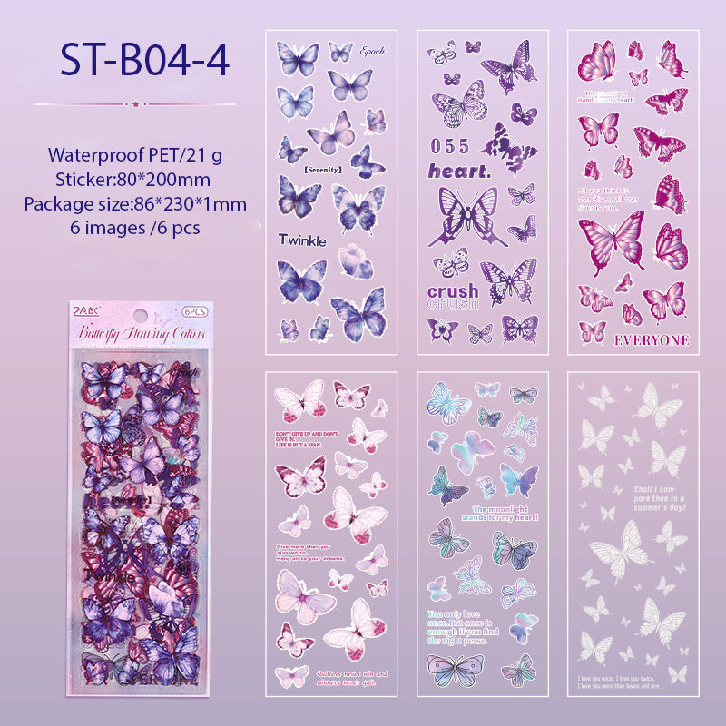 Rainbow Wings Butterfliy PRE-CUT stickers 6 BIG PCS