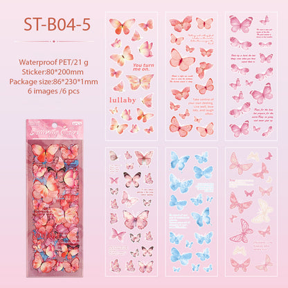 Rainbow Wings Butterfliy PRE-CUT stickers 6 BIG PCS