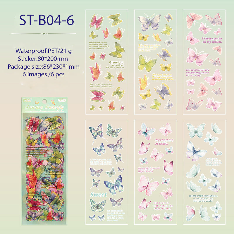 Rainbow Wings Butterfliy PRE-CUT stickers 6 BIG PCS