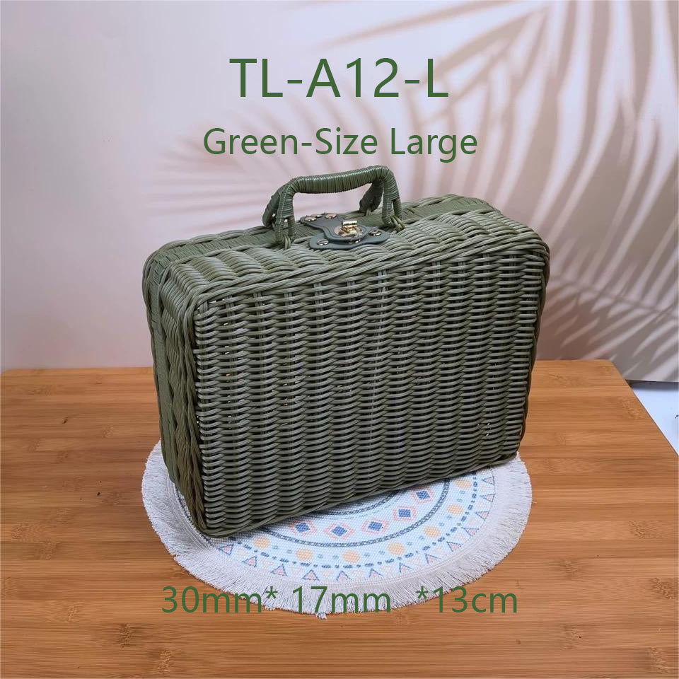 Wicker Suitcase Multifunctional Retro Plastic Storage Box