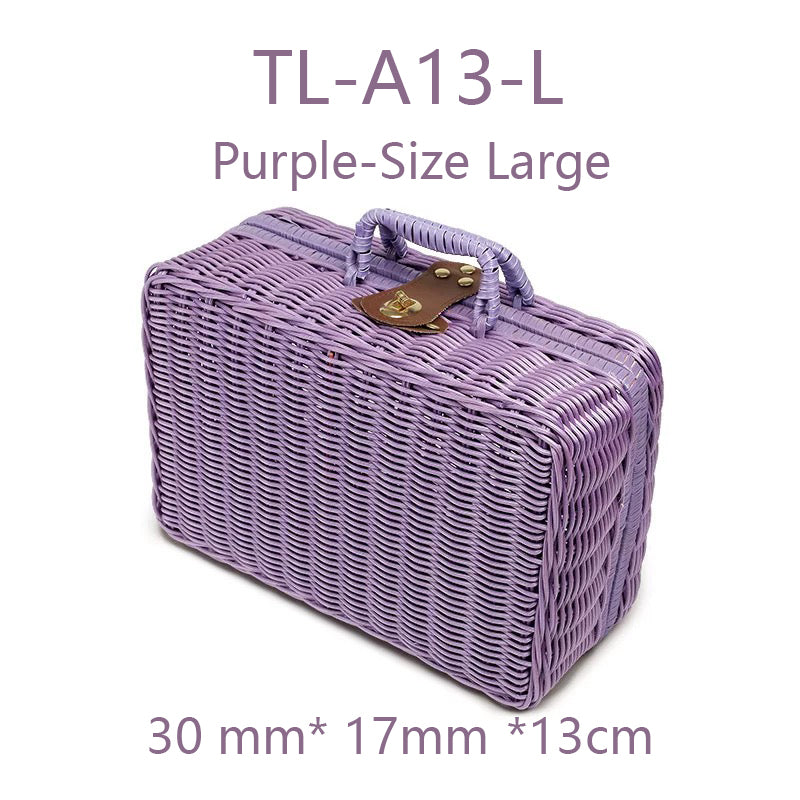 Wicker Suitcase Multifunctional Retro Plastic Storage Box