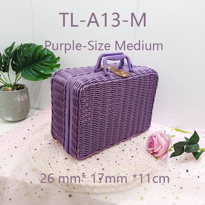 Wicker Suitcase Multifunctional Retro Plastic Storage Box