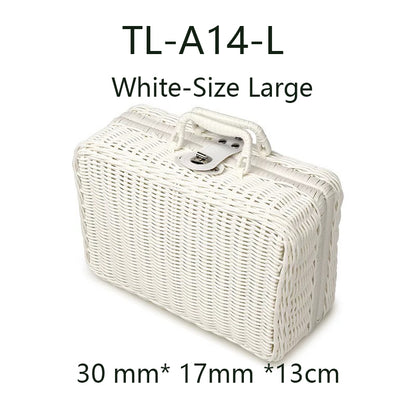 Wicker Suitcase Multifunctional Retro Plastic Storage Box