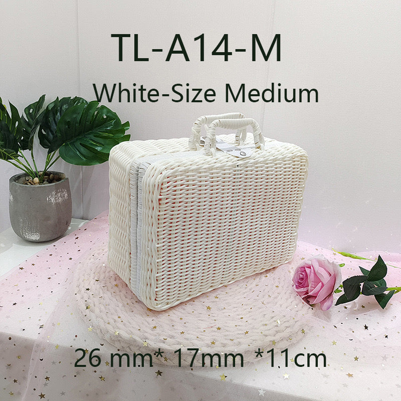 Wicker Suitcase Multifunctional Retro Plastic Storage Box