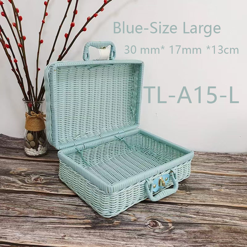 Wicker Suitcase Multifunctional Retro Plastic Storage Box