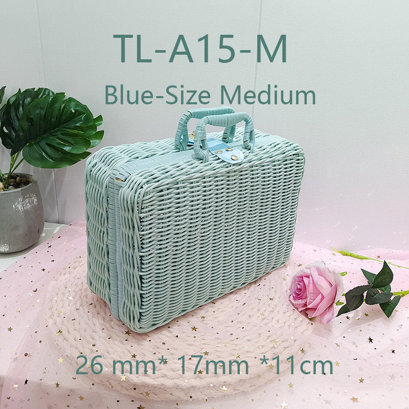 Wicker Suitcase Multifunctional Retro Plastic Storage Box