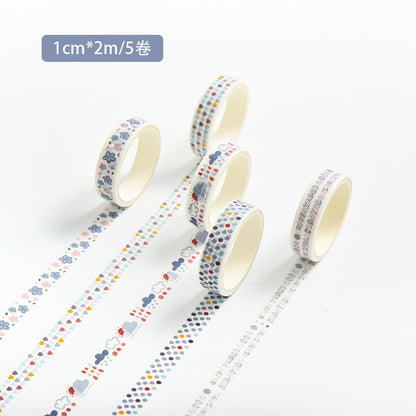 Basic Pattern Washi Tape 5 pcs Set 1cm*2m