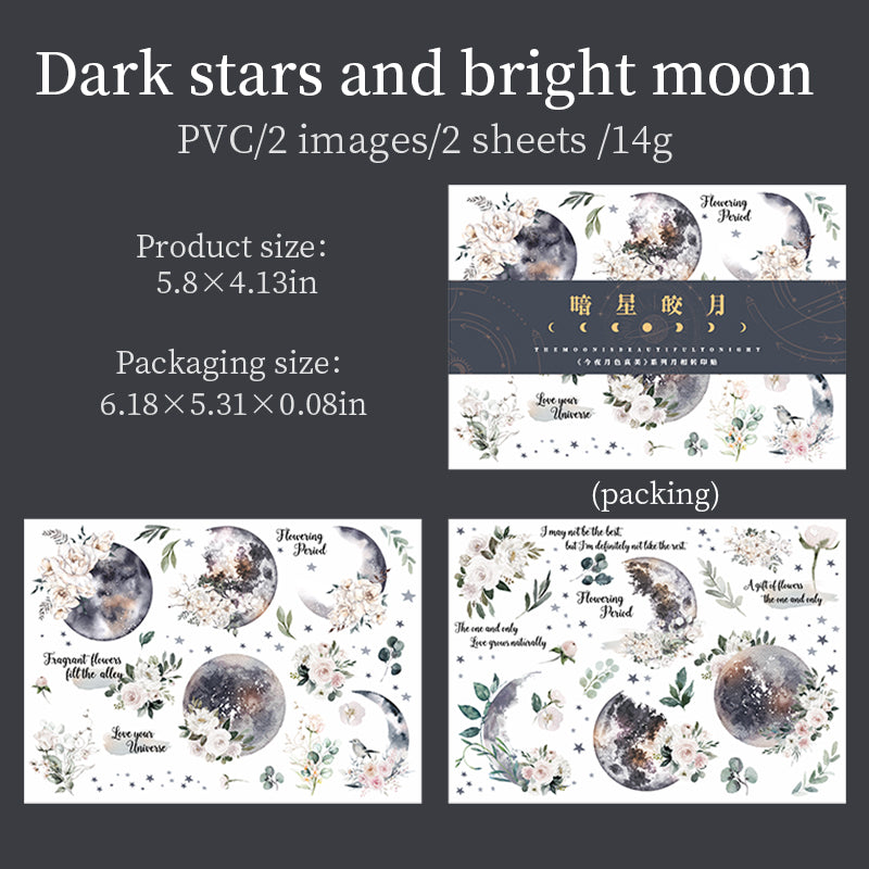 2PCS Transferable Moon & Flower stickers