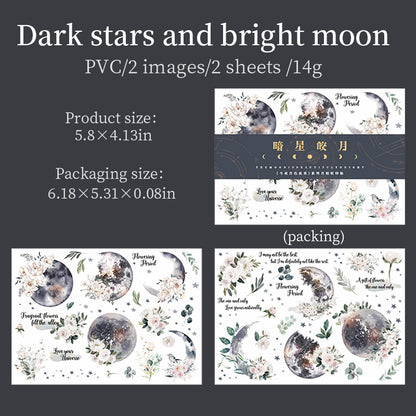 2PCS Transferable Moon & Flower stickers