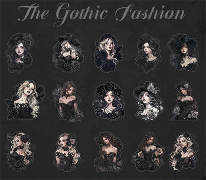 30PCS Gothic Damsel PET stickers