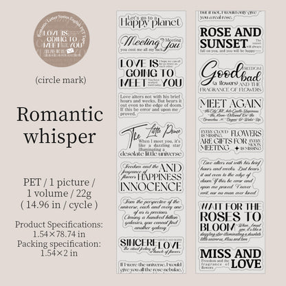 Whole Roll 5cm*2m Romantic Letter Pre Cut PET Tape